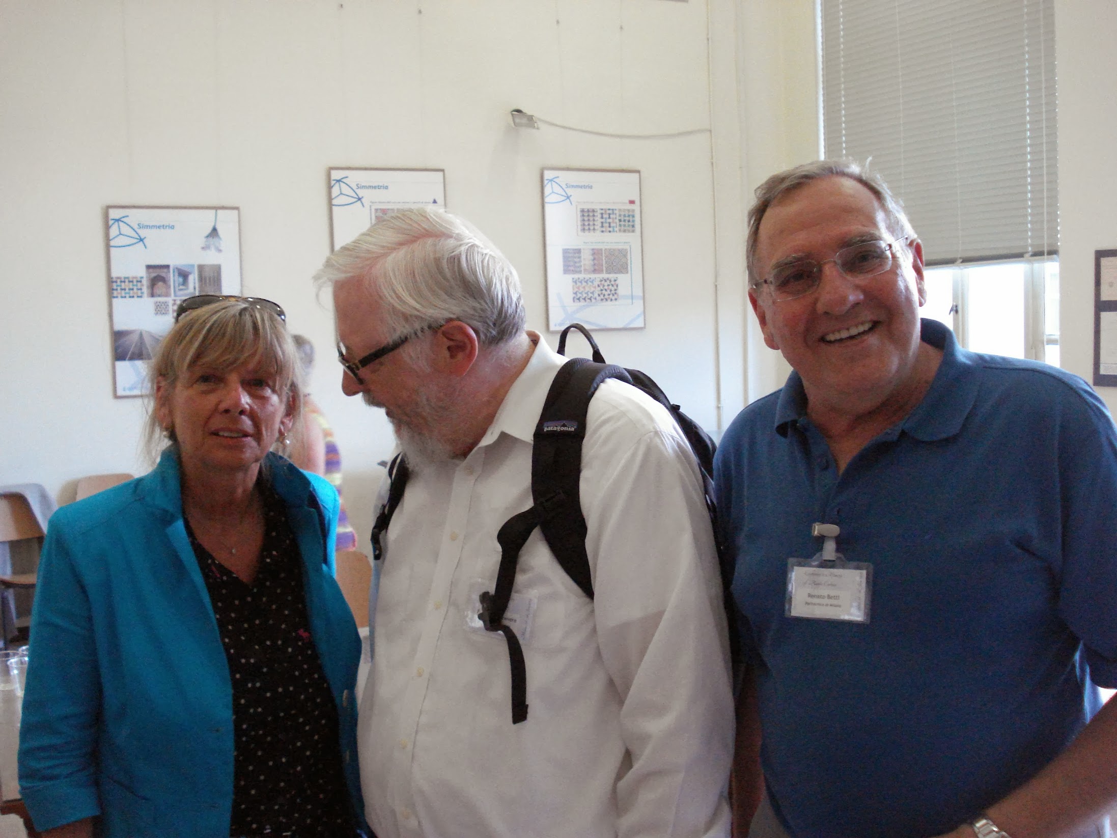 Maria Christina Peddicchio, F.W. Lawvere, Renato Betti 2013 at University of Milan Mathematics Department, known as "VIa Saldini". At memorial conference for Aurelio Carboni.
